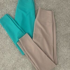 Beach Riot Sport set of 2 Women's High-Waisted ribbed leggings - Teal and Tan